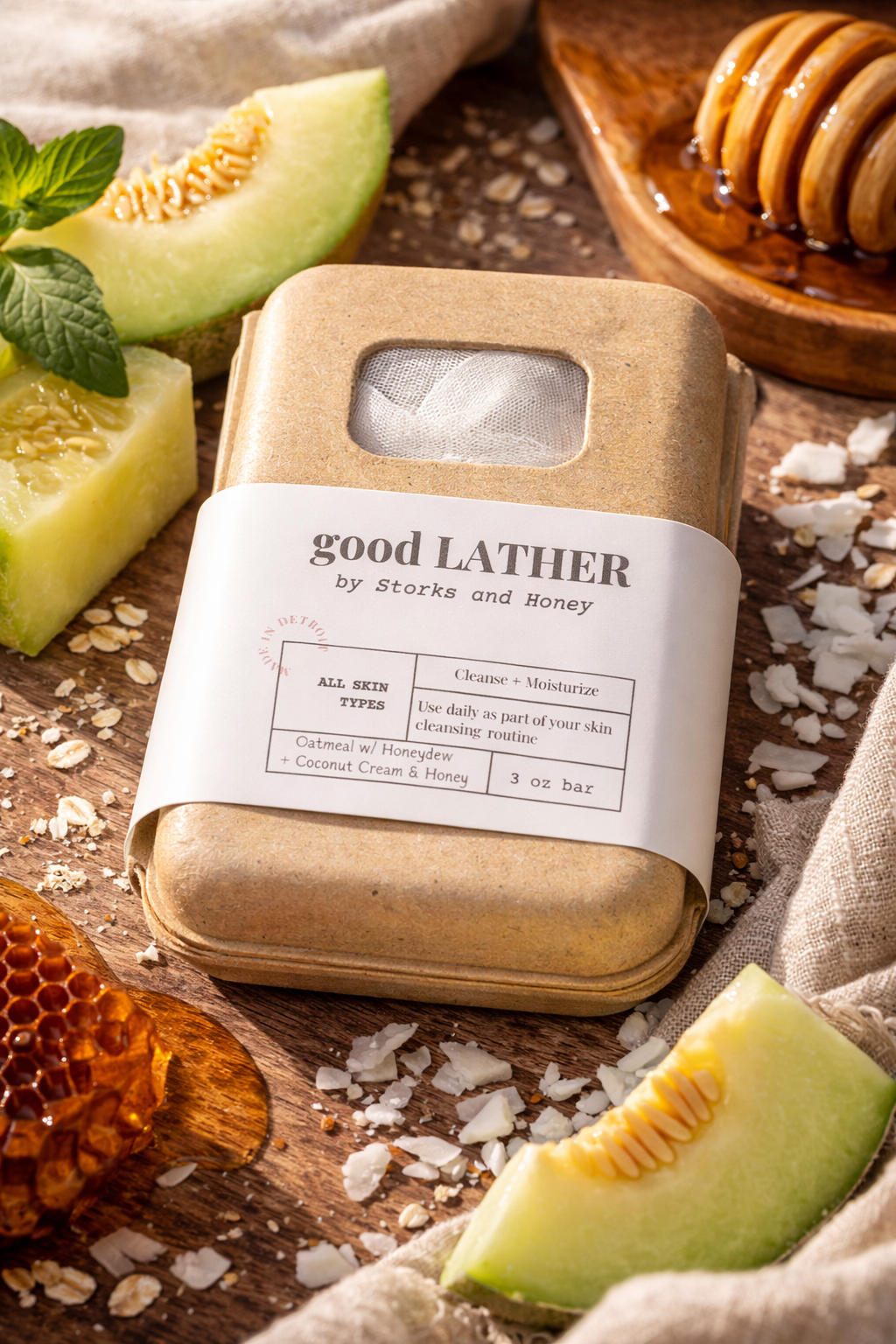 Oatmeal w/ Honeydew + Coconut Cream & Honey soap